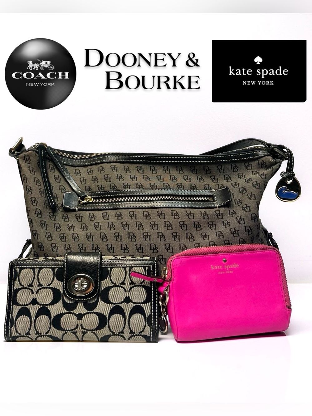 Designer Lot: Dooney & Bourke Bag, Coach Wallet & Kate Spade Pink Wristlet